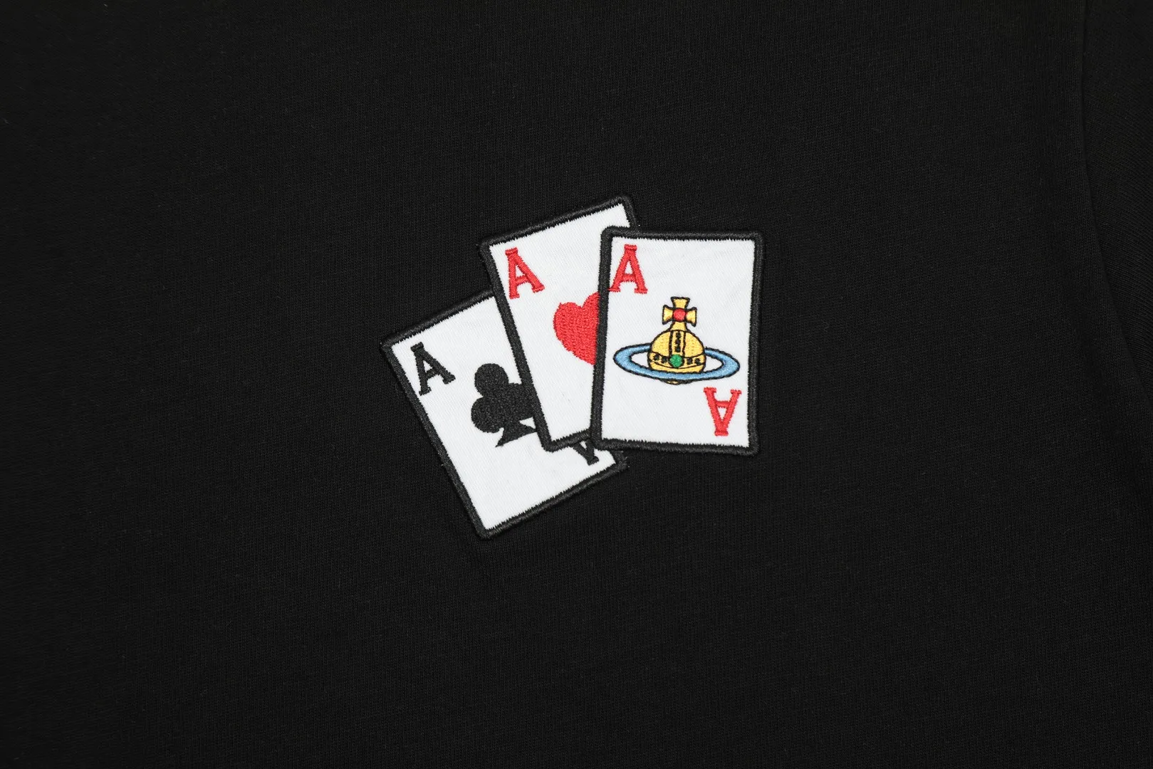 VIVI11#vivienne west wood Queen Mother West Vivian Saturn Poker Contrast Color Short Sleeve 2024 Top Popular Style XS-L Color: Black White